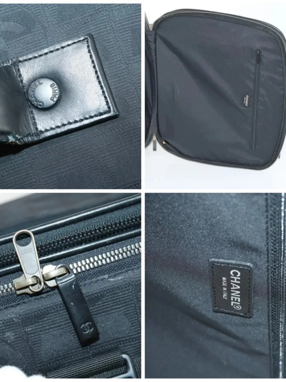 CHANEL New Travel Line Suitcase Nylon Black CC Auth bs31796